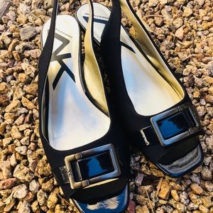 Anne Klein Sport Peep Toe Slingback Navy pumps 10